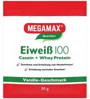 Image de MEGAMAX Nutrition Protéine 100 poudre saveur vanille, 30 g de poudre