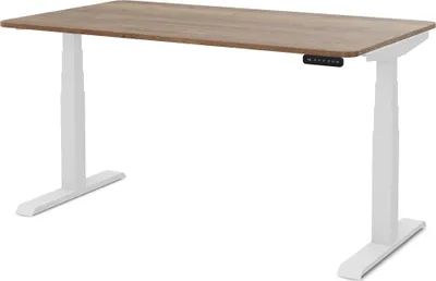 Produktbild von ASSMANN Elektrisch höhenverstellbarer Kinderschreibtisch JUNIOR Curved Eiche Tabak Weiß, Memoryfunktion, Kollisionsschutz, 2-fach-Motorik