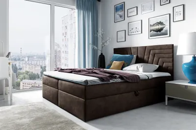 Produktbild von Boxspringbett Schlafzimmerbett 200x220cm LAZARO Nr.4 Braun inkl. Bettkasten