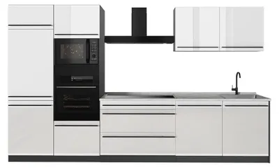 Imagen del producto de Mueble de cocina Vicco R-Line Blanco alto brillo/Antracita 340 cm encimera Mármol, Model 66567