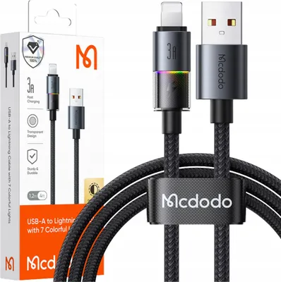 Immagine prodotto di Mcdodo Cavo USB Fast Charging per iPhone Lightning 3A 36W 1M LED Nero