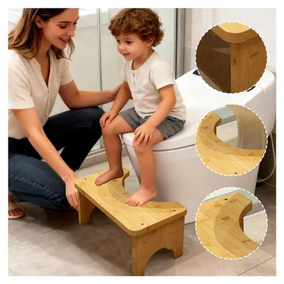 Produktbild von Toilettenhocker aus Holz, multifunktionaler Tritthocker für Erwachsene, ältere Menschen, Badezimmer, Dusche, Camping, Reisen, Schlafsaal