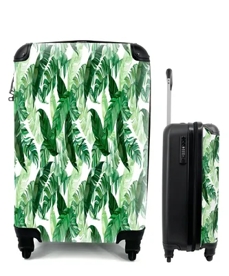 Produktbild von MuchoWow® Koffer Handgepäck Trolley Rollkoffer Kleine Reisekoffer mit 4 Rollen - Vintage - Blätter - Pflanzen - Cabin Size < 55x40x23 cm & 55x40x20 cm - Fotokoffer - Kabinenkoffer - Boardgepäck - Reise-Box - Reisekoffer - Reisegepäck - Koffer mit Bild - Trolley für Kinder