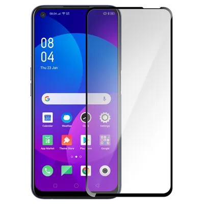 Zdjęcie produktu dla Wysokiej jakości szklana osłona ekranu dla Oppo A72 / A52 - czarna krawędź