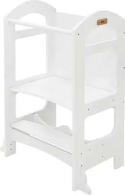 Produktbild von Joyz 2in1 Lernturm für Kinder ab 1 Jahr, Weiß, Montessori Lernturm mit Tafel, Tritthocker Verwandelbar in Kindertisch und -Stuhl