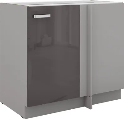 Produktbild von Eckunterschrank 105 Bianca Grau Hochglanz Küchenzeile Küchenblock Küche Grey