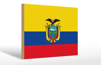 Produktbild von Holzschild Flagge Ecuadors 30x20cm Flag of Ecuador