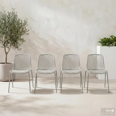 Produktbild von home24 Gartenstuhl - 4er-Set - Stahl / Polypropylen
