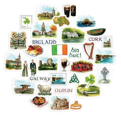 Irland Reise Sticker 34 Stück – Scrapbook, Journal, wasserfest
