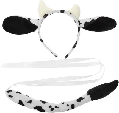 Produktbild von Kuh-Kostüm – Set mit Stirnband und Ohren – Tierkostüm für Kinder – Karneval/Halloween – Cosplay – Nachhaltiges Material – Tierkostüm
