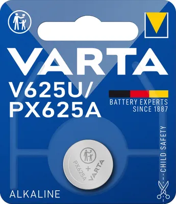 Produktbild von Varta V625U, Alkali, 1.5V, 200 mAh, 1.55 cm, 1.55 cm, 6.2 mm