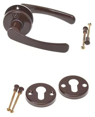 Produktbild von Aqbau® Rosettengarnitur Türgriff Set Türdrücker Drückergarnitur Türbeschlag Türklinke Braun (PZ - Profilzylinder)