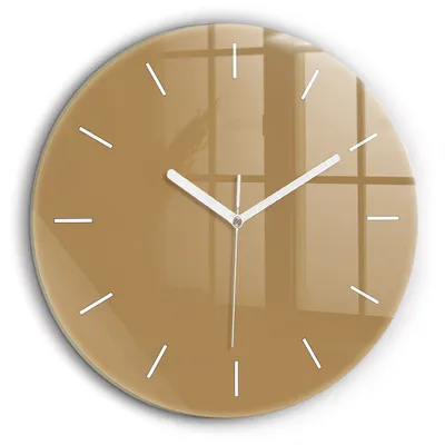 Produktbild von Wallfluent Große Wanduhr – Stilles Quarzuhrwerk - Uhr Dekoration Wohnzimmer Schlafzimmer Küche - Zifferblatt mit Striche - weiße Zeiger - 60 cm - Beige