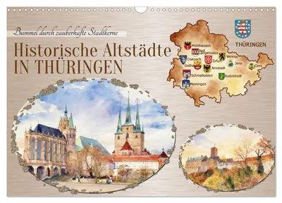 Zdjęcie produktu dla Historyczne starówki w Turyngii (kalendarz ścienny na rok 2027, format A3 poziomo), kalendarz miesięczny CALVENDO