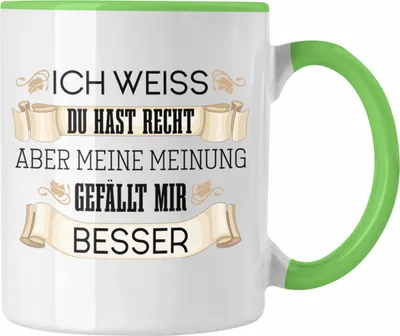 Produktbild von Trendation - Lustiges Geschenk für Männer Frauen Tasse Besserwisser Geschenkidee Lustige Tasse mit Spruch (Grün)