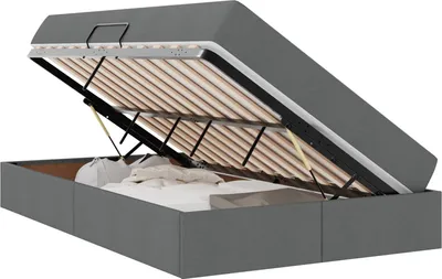 Obrázek produktu pro Postel s úložným prostorem a matrací Tmavě šedá 120 x 200 cm