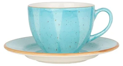Zdjęcie produktu dla Bonna Aqua – filiżanki do herbaty i spodki – 230 ml – porcelana – zestaw 6 sztuk