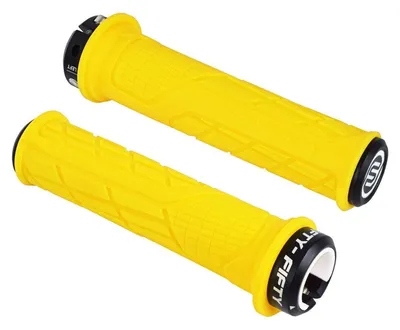 Obrázok produktu pre Rukoväte na bicykel, MTB, protišmykové, gumové, s jedným upevňovacím systémom, žlté, vhodné pre riadidlá s priemerom 20-23 mm