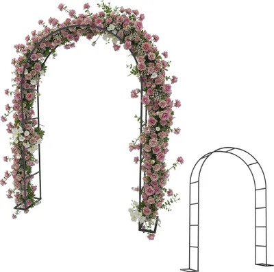 Produktbild von ACXIN Rosenbogen aus Metall 192x38x240 cm, Rankhilfe für Kletterpflanzen, Hochzeit, Garten, Terrasse, Torbogen Hochzeitsbogen Gartenbogen Pulverbeschichtet in Schwarz Wetterfest