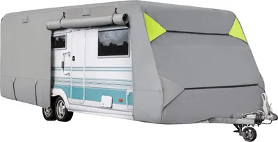 Produktbild von ONVAYA® Wohnwagen-Schutzhülle | Abdeckung fürs Wohnmobil | atmungsaktive Abdeckplane | Wind- und wetterfest | 550 x 250 x 220 cm