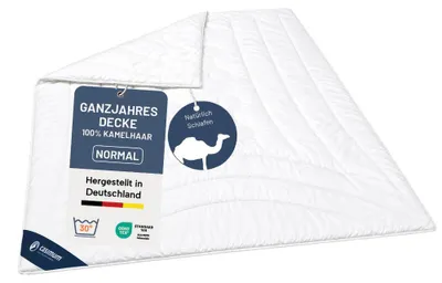 Produktbild von Kamelhaardecke 240x220 cm, Ganzjahresecke, Übergangsdecke, Bettdecke 100% Kamelflaumhaar, CASIMUM