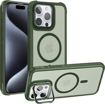 Obrázok produktu pre Ochranné puzdro pre puzdro iPhone 15 Pro, kompatibilné so skladacím skleneným stojanom na ochranu fotoaparátu MagSafe