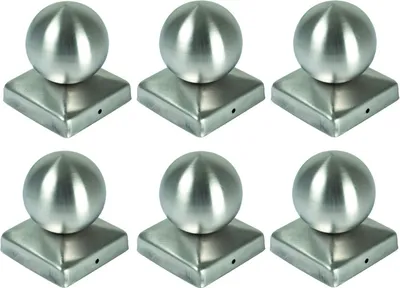 Produktbild von BURI 6x Edelstahl Pfostenkappe Kugel 90 x 90 mm Zaunkappe Zierkappe Pfahl Abdeckung Pfostenabdeckung Pfostenkugel Kugelkappe Gartenzaun wetterfest modern