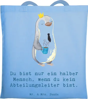 Produktbild von Mr. & Mrs. Panda dokumententasche Abteilungsleiter Herz - Sky Blue - Geschenk, Schultasche, Jutebeutel, Shopping Tasche, Teamleiter, Jutetasche, Lustig, Beruf, Spruch