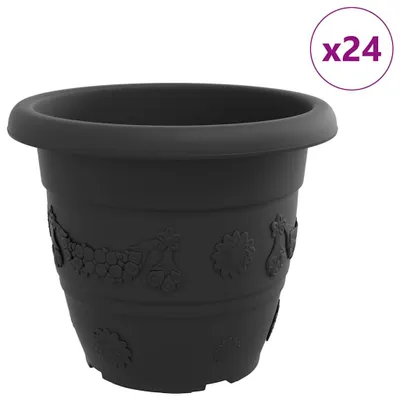 Image de Pot à fleurs rond 24 pcs Noir Ø 34 x 28 cm Plastique