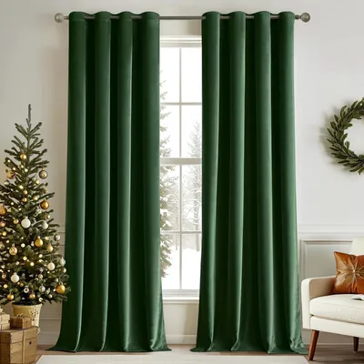 Produktbild von Thermo-Vorhänge Samt Dunkelgrün 140x260 cm Set 2 Stück