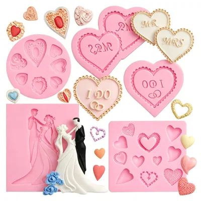 Herz-Silikonformen, 4er-Set, für Hochzeit & Valentinstag