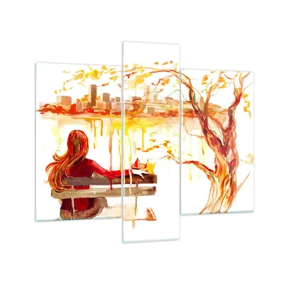 Produktbild von Bilder auf glas - Weiblich städtisch quadrat natur - 95x80cm - Glasbilder - Wandbilder - Kunstdruck - zum Aufhängen bereit - Wanddekoration aus Glas - Glas Bilder - Wandbild auf Glas - GCB95x80-2978
