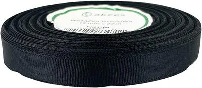 Zdjęcie produktu dla Tasiemka / wstążka rypsowa 12mm czarna 23m