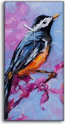 Produktbild von Dekor Leinwand Uhr Wandbilder 30x60 Gemälde Zweig Blumen Tier Vogel Kunst - weiße Hände