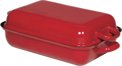 Produktbild von Bratpfanne mit Deckel 32 cm - Rot, Emaille, Geeignet für Induktion