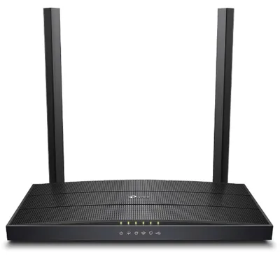 Obrázek produktu pro TP-Link Archer VR400, Wi-Fi 5 (802.11ac), Dvoupásmový (2,4 GHz / 5 GHz), Připojení na síť Ethernet, ADSL2+, Černá, Stolní router