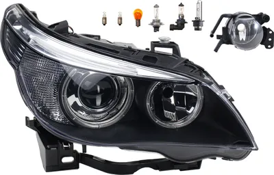 Immagine prodotto di Fari compatibili per BMW Serie 5 (E60 E61) dal 01/05 al 03/07, con tecnologia Xenon D2S e lampadine H7, inclusi fendinebbia e luci di posizione. Codici: 63127160194, 63177897188, 7897188. Johns