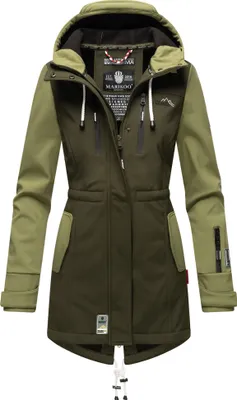 Produktbild von Marikoo Zimtzicke Damen Wasserdichte Softshell Jacke mit Kapuze Outdoor Regenjacke Regenmantel Dark Olive - Olive Gr. 34 - XS