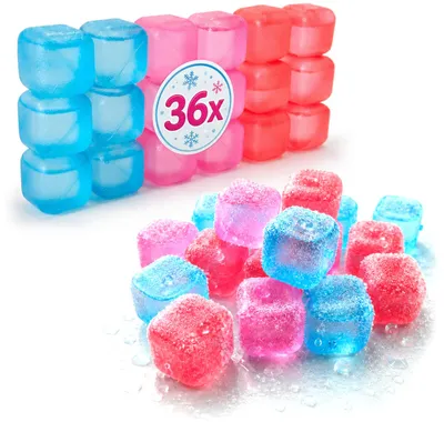 Produktbild von com-four® 36x wiederverwendbare Eiswürfel in bunten Farben
