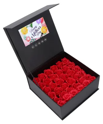 Produktbild von Schmuck-Blumenbox, 7-Zoll-Farbdisplay, Video-Grußkarte, hochauflösende Wiedergabe für Hochzeitswerbung, Marketing
