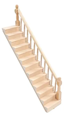 Image de Miniature d'escalier avec rampe en bois pour maison de poupées, échelle 1:12