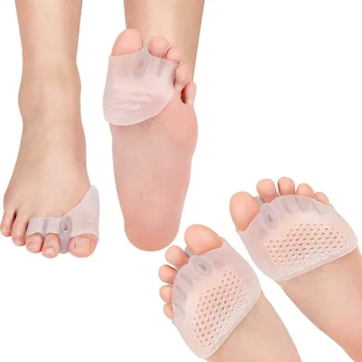Produktbild von Zehenspreizer Silikon für alle Zehen, Hallux Valgus schiene korrektur, Weich und elastisch Soft Gel Rutschfest Transparent 3-Zehen + 5-Zehen hammerzehen korrektoren, Universalgröße