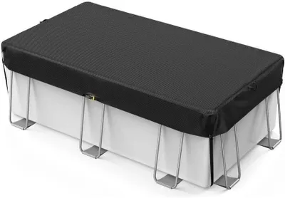 Image de Couverture rectangulaire pour piscine - Bâche de protection pour piscine - Protège votre piscine - Tissu Oxford imperméable - 18 x 37 mètres - Noir