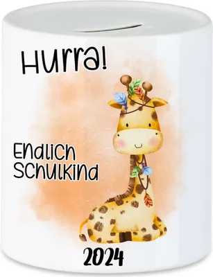 Produktbild von Endlich Schulkind 2024 Giraffe Spardose Einschulungs-Geschenk Schulanfang Erstklässler Schulanfang Schuleinführung