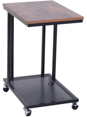 Obrázok produktu pre Prístranný stolík v tvare "C" na kolieskach - Čierna farba | Rozmery: 36 x 51 x 65 cm
