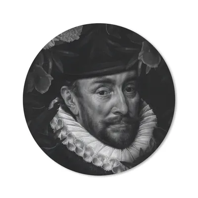 Produktbild von MuchoWow® Mauspad Mousepad Porträt von Wilhelm I. - Adriaen Thomasz - Schwarz und Weiß 40x40 cm - Mousepads - Maus Mat - Pad - Mausunterlage - Schreibtisch Accessoires