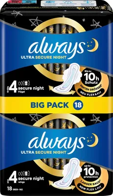 Obrázek produktu pro always 8006540732625 always Binden Ultra Secure Night mit Flügeln, 18 St.