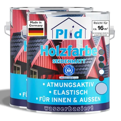Produktbild von Plid Holzfarbe Taubenblau 1,5L / Innen & Außen - Wetterschutzfarbe Holzfarbe Außen - Dauerhafte Holzschutzfarbe - Farbe für Holz