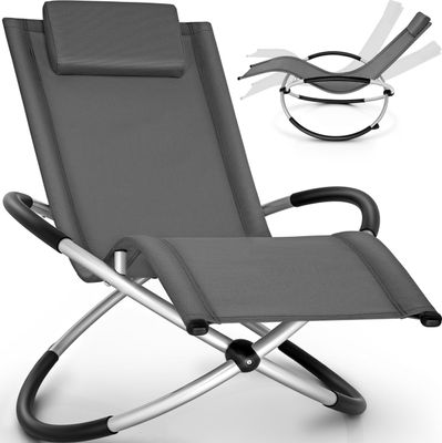 tillvex® Záhradné ležadlo Antracit Relaxačné ležadlo Ležadlo na opaľovanie Hojdacie ležadlo Kempingové hojdacie ležadlo