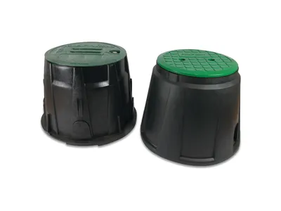 Produktbild von Rain Bird Ventilbox Rund PP Schwarz/Grün type VBA-17186 mit Hahn